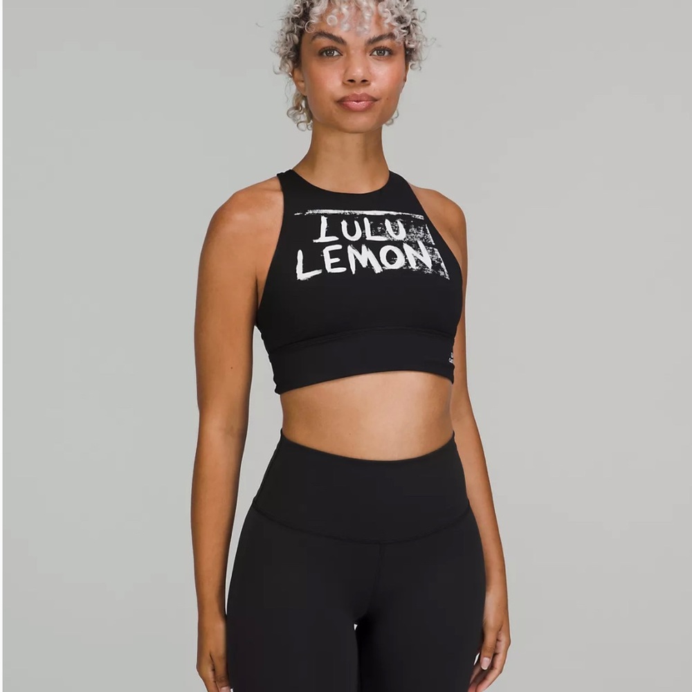 NWT lululemon Ed Curtis athletica Black High-Neck Graphic Sports Bra